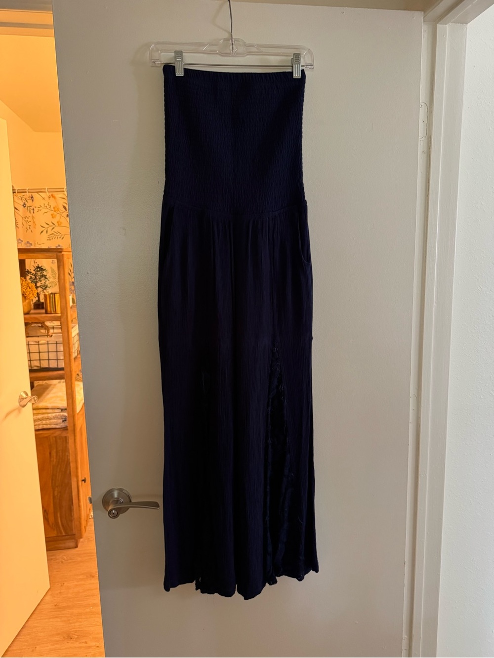 VENUS Strapless Navy Blue Maxi Jumpsuit